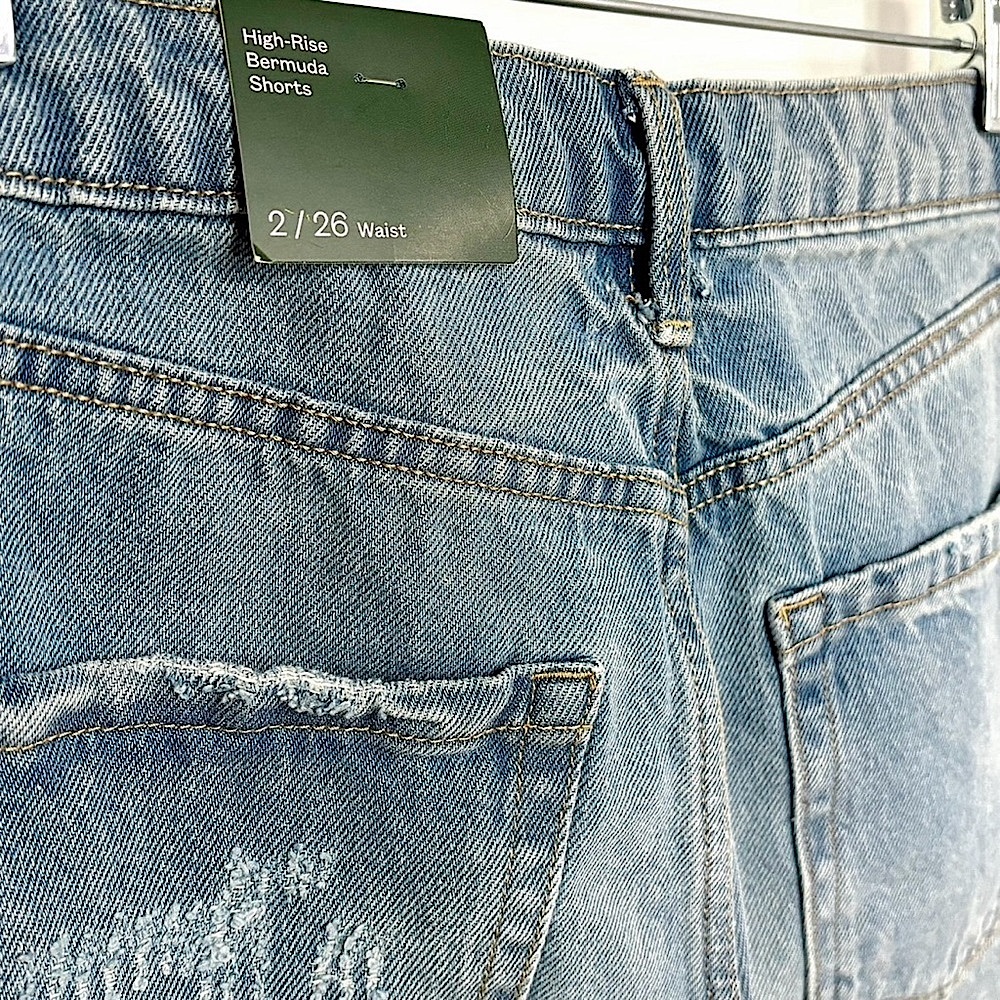Wild Fable High Rise Wide Leg Bermuda Jean Shorts Size 2/26 New Sale - Picture 4 of 9